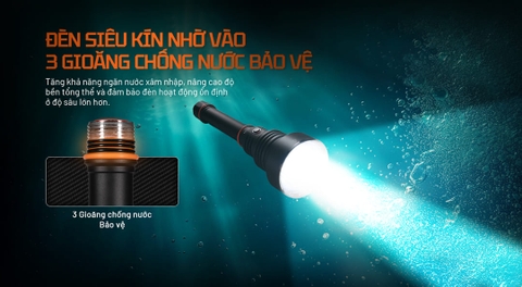 Đèn pin lặn ACEBEAM D30 – Sáng 5600 Lumens, chiếu xa 1454m, lặn sâu tối đa 100m