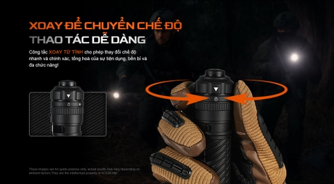Acebeam T37 – Đèn pin chiến thuật 4000lm chiếu xa 440m công tắc xoay sạc USB-C