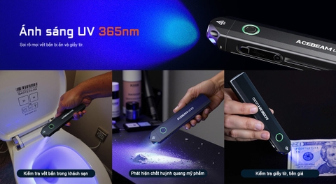 Đèn pin ACEBEAM UC20 sáng 1000 lumens chiếu xa 220m có đèn phụ đỏ và sáng UV