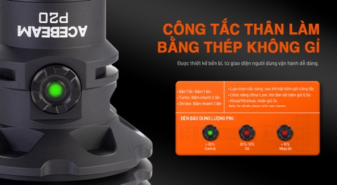 Đèn pin chiếu xa ACEBEAM P20 sáng 5600 lumen chiếu xa 1454m 2 phiên bản LED