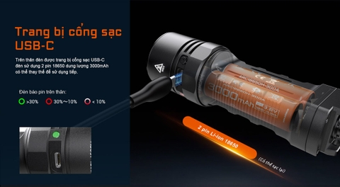 Đèn pin ACEBEAM X20 sáng 10.000 lumens chiếu xa 645m