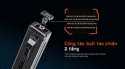 Đèn pin ACEBEAM UC20 sáng 1000 lumens chiếu xa 220m có đèn phụ đỏ và sáng UV