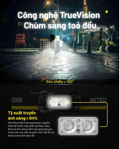 Đèn pin đội đầu NITECORE NU53 sáng 1800 lumens chiếu xa 175m pin 21700 6000mAh sạc nhanh USB-C