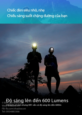 Đèn pin đội đầu KLARUS HR1 Plus độ sáng 600 lumen chiếu xa 90m pin Li-ion PP20 2000mAh