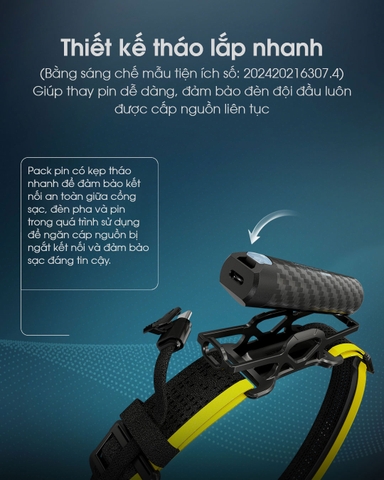 Pin sạc mở rộng NITECORE Carbon 6K 6000mAH dành cho đèn đeo đầu NITECORE