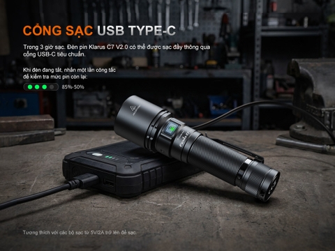 Đèn pin chiếu xa Fenix C7 V2.0 – Sáng 3300 lumen, chiếu xa 575m, pin 21700 sạc USB-C nam châm đuôi