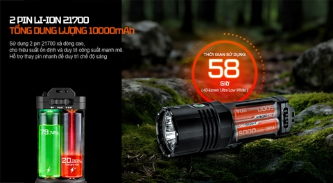 ACEBEAM X30 – Đèn pin chiến thuật siêu sáng 20.000 lm 02 pin 21700 5000mAh sạc USB-C