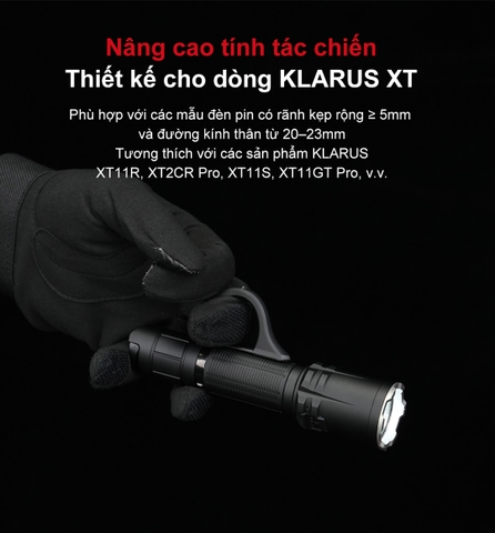KLARUS KTR1 – Vòng kẹp đèn pin chiến thuật, tích hợp trấu gốm phá kính