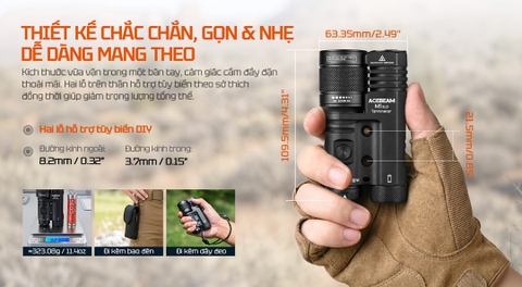 Đèn Pin LEP Zoom ACEBEAM Terminator M1 2.0 – 3900 Lm, Chiếu Xa 1620m