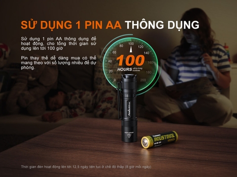 Đèn pin mini FENIX E12 V3.0 sáng 200 lumens chiếu xa 78m sử dụng pin AA tích hợp nam châm đuôi