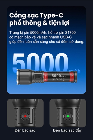 Đèn pin Zoom Klarus A3 V1 2200 lumen chiếu xa 750m, điều chỉnh tiêu cự xa & gần, sạc USB-C