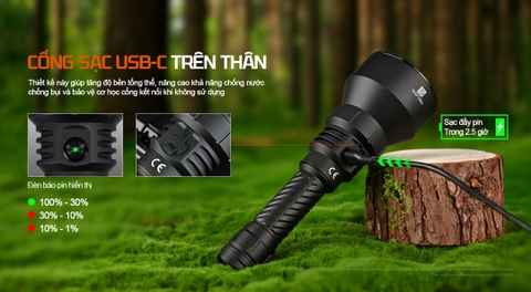 ACEBEAM T29 – Đèn Pin Chiếu Xa 2900 Lm tầm chiếu 1400m, Pin sạc 5600mAh sạc USB C