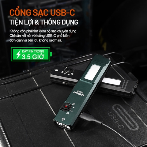 ACEBEAM UC25 – Đèn pin EDC chiến thuật đa nguồn sáng 3.100 lumen (Trắng · Laser · UV · High CRI)
