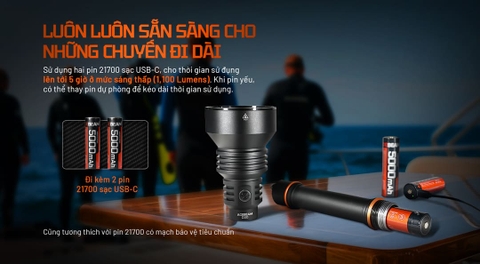Đèn pin lặn ACEBEAM D30 – Sáng 5600 Lumens, chiếu xa 1454m, lặn sâu tối đa 100m