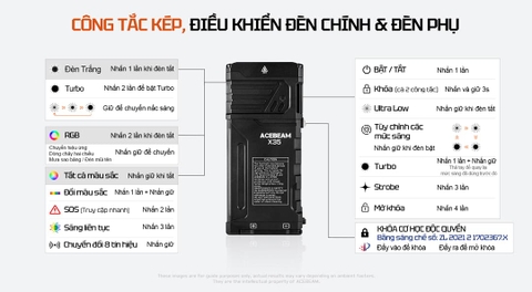 Đèn pin tìm kiếm Acebeam X35 – Độ sáng 20000 lumen, chiếu xa 458m, đèn phụ RGB, nam châm đuôi