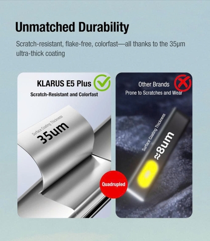 KLARUS E5 PLUS – Đèn pin EDC siêu mỏng 650lm, sạc Type-C, siêu nhẹ 39g