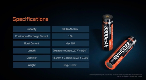 Pin sạc ACEBEAM 18650 USB-C 3300mAh 10A – Sạc trực tiếp, an toàn, bền bỉ
