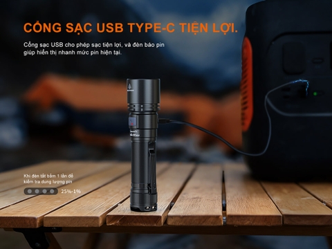 Đèn pin Fenix C5 V2.0  – Độ sáng 2000 lumen, chiếu xa 480m, sạc USB-C đuôi nam châm