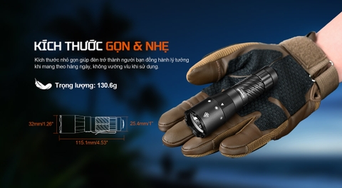 ACEBEAM W20 – Đèn pin LEP độ sáng 600 Lumens, chiếu xa 1100m kết hợp vùng sáng tỏa rộng