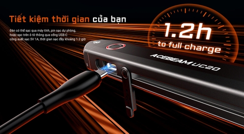 Đèn pin ACEBEAM UC20 sáng 1000 lumens chiếu xa 220m có đèn phụ đỏ và sáng UV