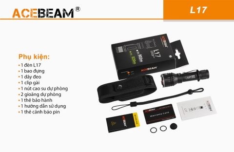 Đèn pin chiếu xa ACEBEAM L17 độ sáng 1400lm chiếu xa 802m pin 18650