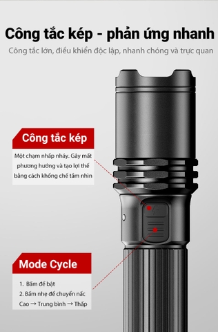 Đèn pin KLARUS A1 Pro độ sáng 1300 lumen chiếu xa 230 mét cổng sạc USB-C pin 18650 2600mAh (kèm theo)