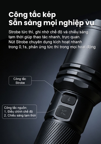 Đèn pin chiếu xa KLARUS A1 PRO V1 1500 Lumen chiếu xa 500m, pin 3600mAh, nam châm đuôi