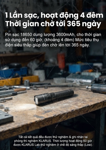 Đèn pin chiếu xa KLARUS A1 PRO V1 1500 Lumen chiếu xa 500m, pin 3600mAh, nam châm đuôi