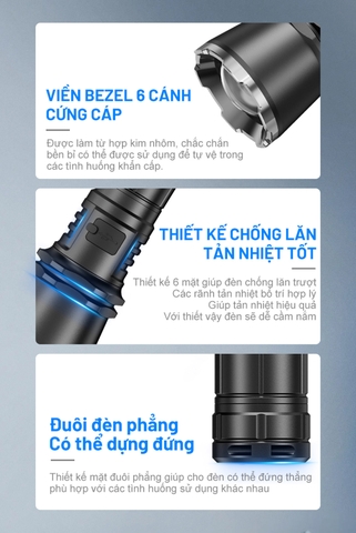 Đèn pin zoom KLARUS A3 sáng 2200 lumens chiếu xa 750m sạc USB-C pin 21700 - 4000mAh