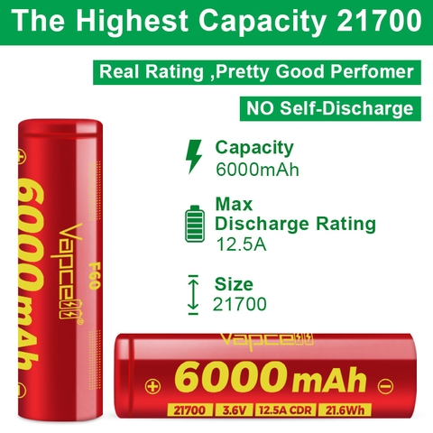 Pin sạc VAPCELL F60 21700 dung lượng 6000mAh