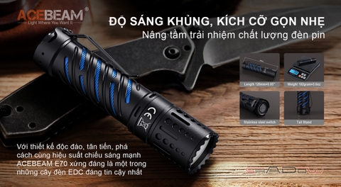 Đèn pin ACEBEAM E70 độ sáng 4600 lumen pin 21700