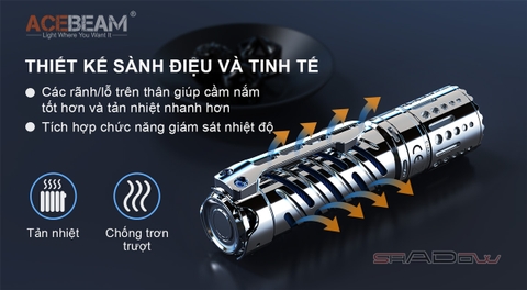 Đèn pin siêu sáng ACEBEAM E70 Stainless Steel Led XHP70.2 độ sáng 4000lumen, chiếu xa 220m, pin 21700