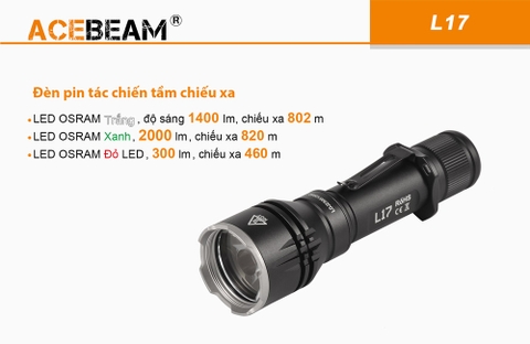 Đèn pin chiếu xa ACEBEAM L17 độ sáng 1400lm chiếu xa 802m pin 18650