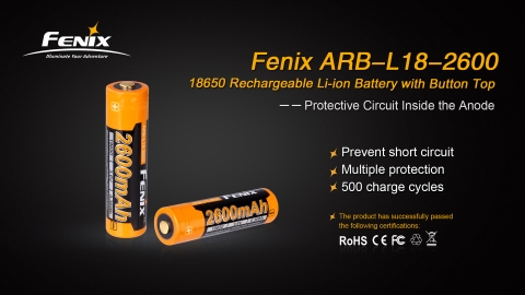 Pin sạc FENIX 18650 dung lượng 2600mAh
