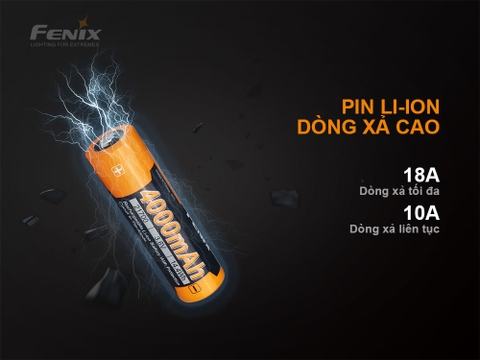 Pin sạc FENIX 21700 dung lượng 4000 mAh dòng xả cao 18A