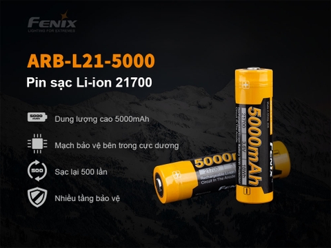 Pin sạc Fenix 21700 ARB-L21-5000 V2.0 dung lượng 5000 mAh