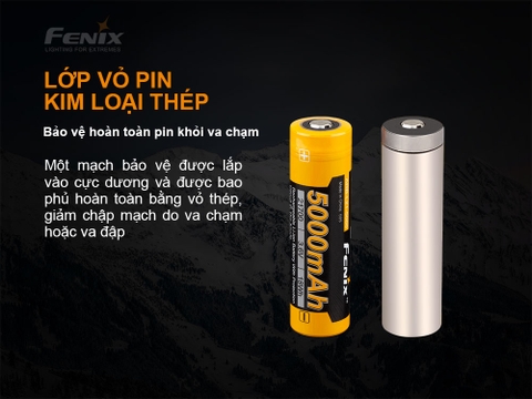 Pin sạc Fenix 21700 ARB-L21-5000 V2.0 dung lượng 5000 mAh
