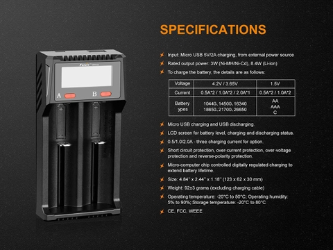 Sạc pin đôi đa năng cao cấp Fenix ARE-D2