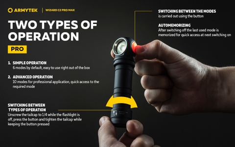 Đèn pin đội đầu ARMYTEK WIZARD C2 PRO MAX nhiệt màu 6500K sáng 4000 lumen chiếu xa 114m sạc nam châm đuôi pin 21700 5000mAh