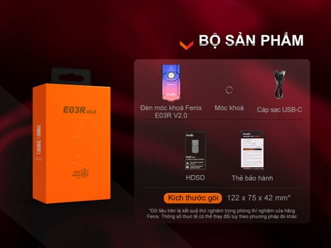 [Phiên bản giới hạn] Đèn pin móc khóa FENIX E03R v2 sáng 500lm chiếu xa 90m sạc USB C