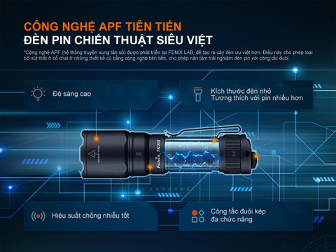 Đèn pin FENIX TK05R sáng 1000lm chiếu xa 450m sạc USB-C công tắc đuôi kép