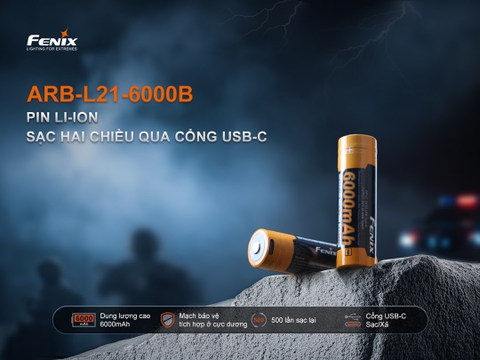 Pin sạc 21700 Fenix ARB-L21-6000B dung lượng 6000mAh PowerBank USB-C