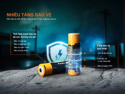 Pin sạc 21700 Fenix ARB-L21-6000B dung lượng 6000mAh PowerBank USB-C