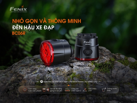 Đèn hậu xe đạp Fenix BC06R sáng 90 lumen pin 560mAh cảm biến phanh