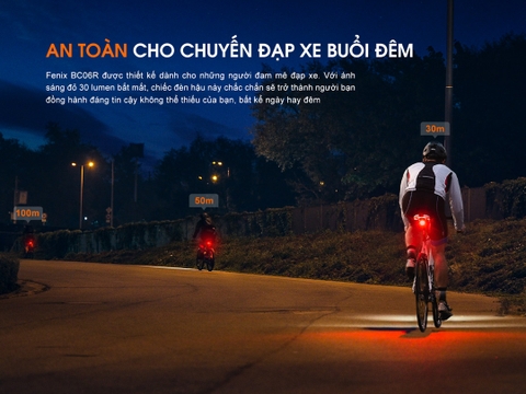 Đèn hậu xe đạp Fenix BC06R sáng 90 lumen pin 560mAh cảm biến phanh
