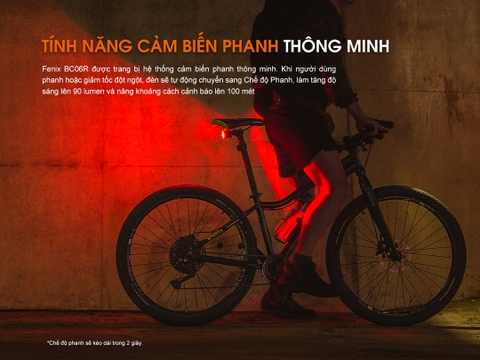 Đèn hậu xe đạp Fenix BC06R sáng 90 lumen pin 560mAh cảm biến phanh