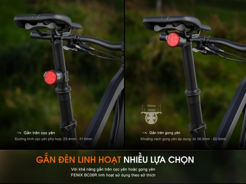 Đèn hậu xe đạp Fenix BC06R sáng 90 lumen pin 560mAh cảm biến phanh