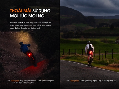 Đèn hậu xe đạp Fenix BC06R sáng 90 lumen pin 560mAh cảm biến phanh