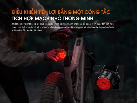Đèn hậu xe đạp Fenix BC06R sáng 90 lumen pin 560mAh cảm biến phanh