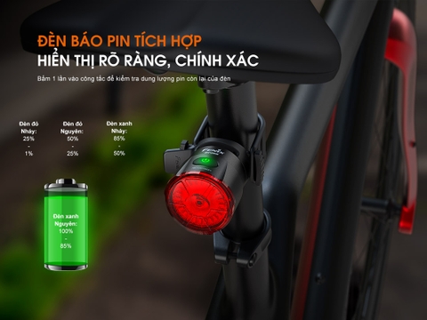 Đèn hậu xe đạp Fenix BC06R sáng 90 lumen pin 560mAh cảm biến phanh